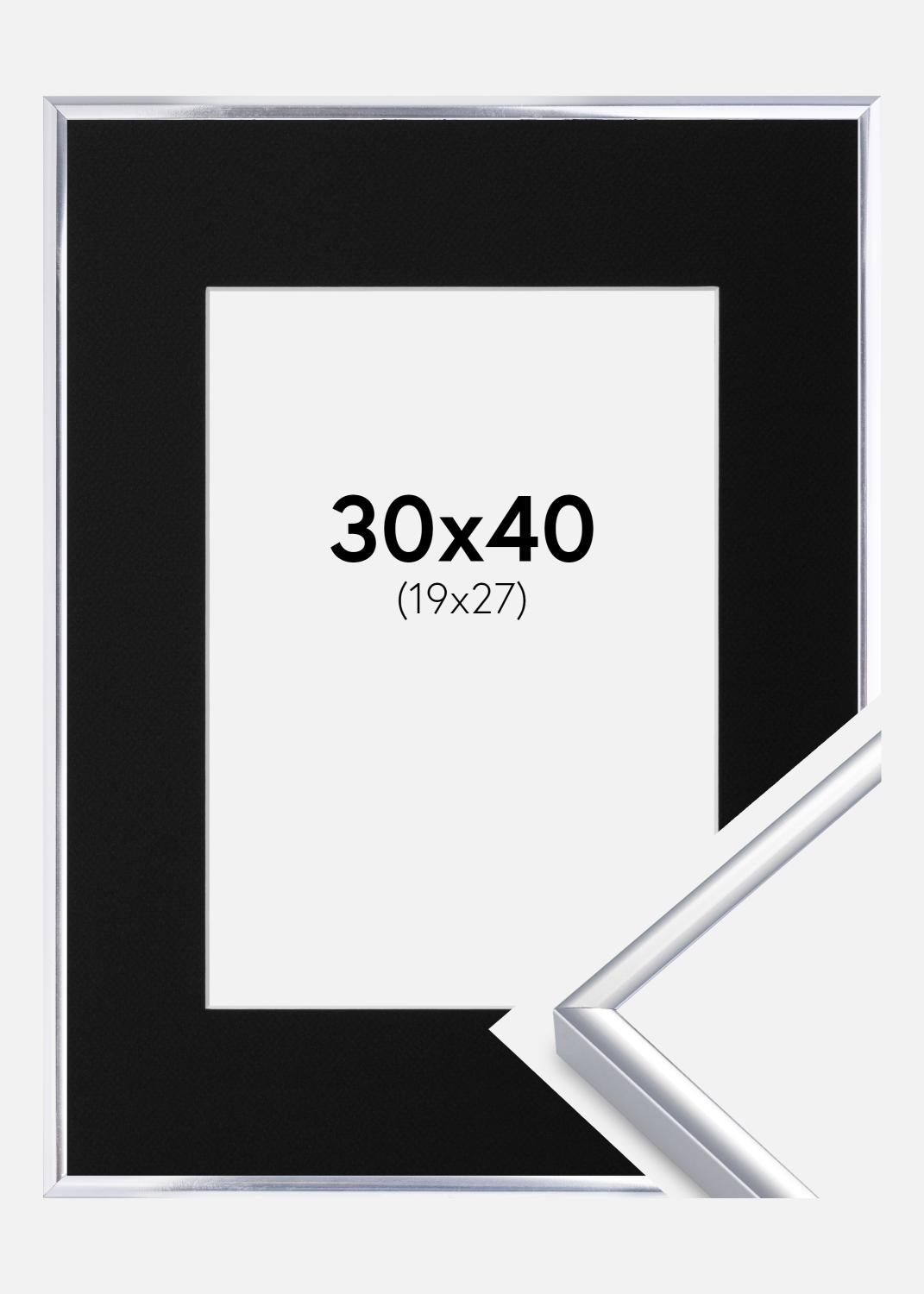 Product Image for Fotolijst Aluminium Glanzend Zilver 30x40 cm - Passe-partout Zwart 20x28 cm