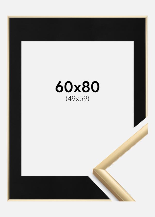 Ram med passepartou Fotolijst New Lifestyle Goud 60x80 cm - Passe-partout Zwart 50x60 cm