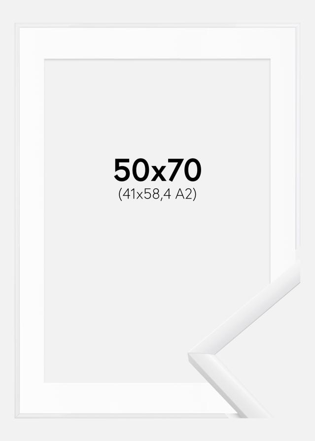 Ram med passepartou Fotolijst New Lifestyle Wit 50x70 cm - Passe-partout Wit 42x59,4 cm (A2)
