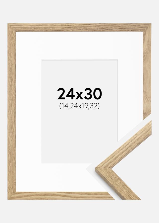 Ram med passepartou Fotolijst Trendy Eiken 24x30 cm - Passe-partout Wit 6x8 inches