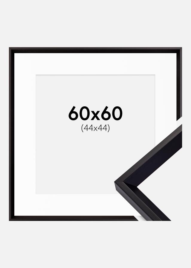 Ram med passepartou Fotolijst Globe Zwart 60x60 cm - Passe-partout Wit 45x45 cm