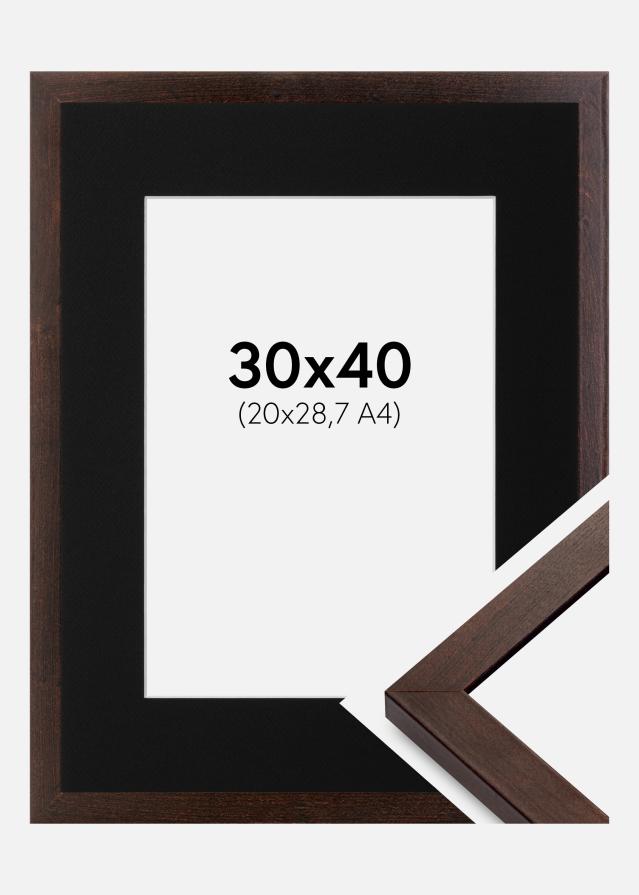 Ram med passepartou Fotolijst Selection Walnoot 30x40 cm - Passe-partout Zwart 21x29,7 cm (A4)