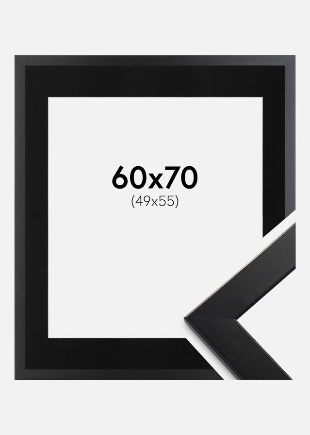 Ram med passepartou Fotolijst Trendline Zwart 60x70 cm - Passe-partout Zwart 50x56 cm