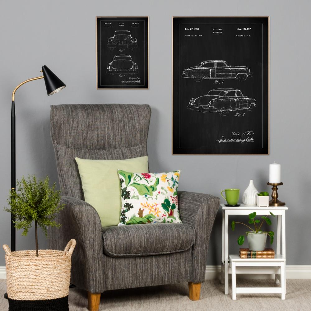 Bildverkstad Patenttekening - Cadillac I - Zwart Poster
