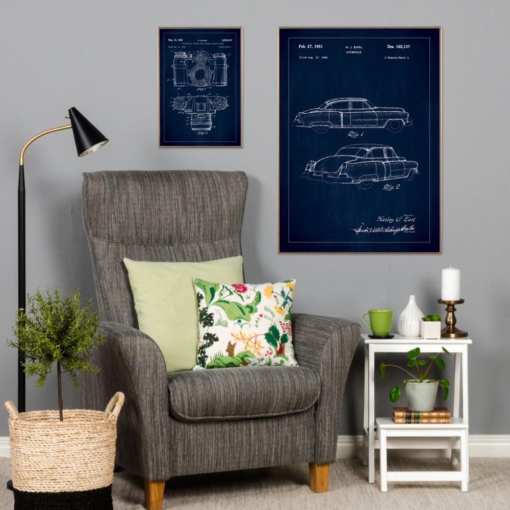 Bildverkstad Patenttekening - Cadillac I - Blauw Poster
