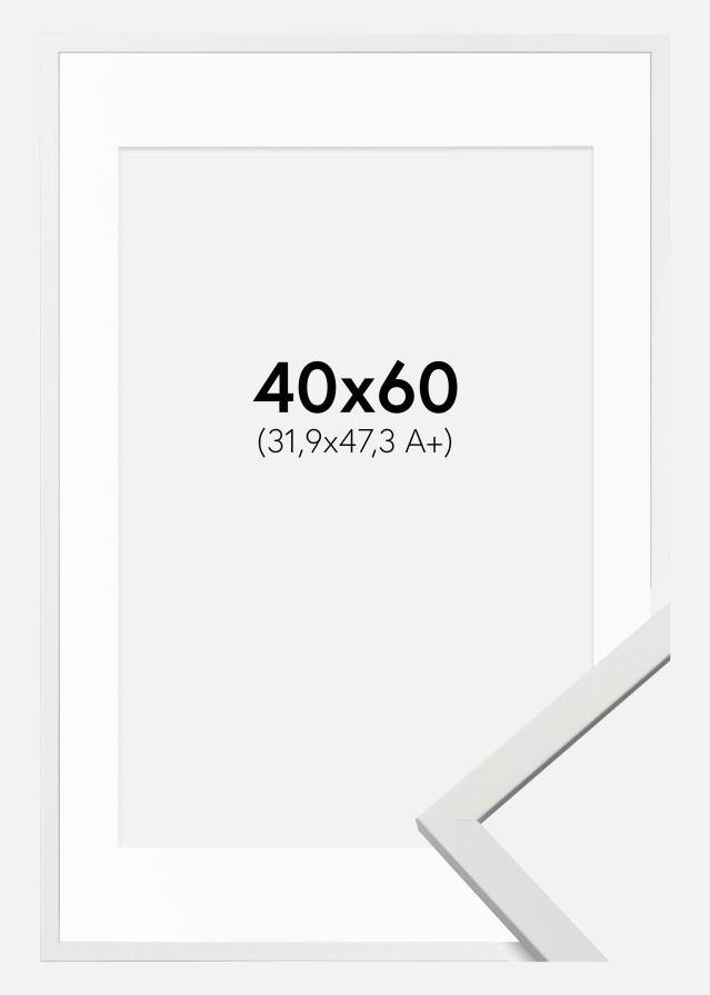 Ram med passepartou Fotolijst Edsbyn Wit 40x60 cm - Passe-partout Wit 32,9x48,3 cm (A3+)