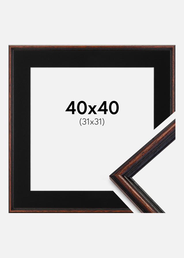 Ram med passepartou Fotolijst Horndal Walnoot 40x40 cm - Passe-partout Zwart 32x32 cm