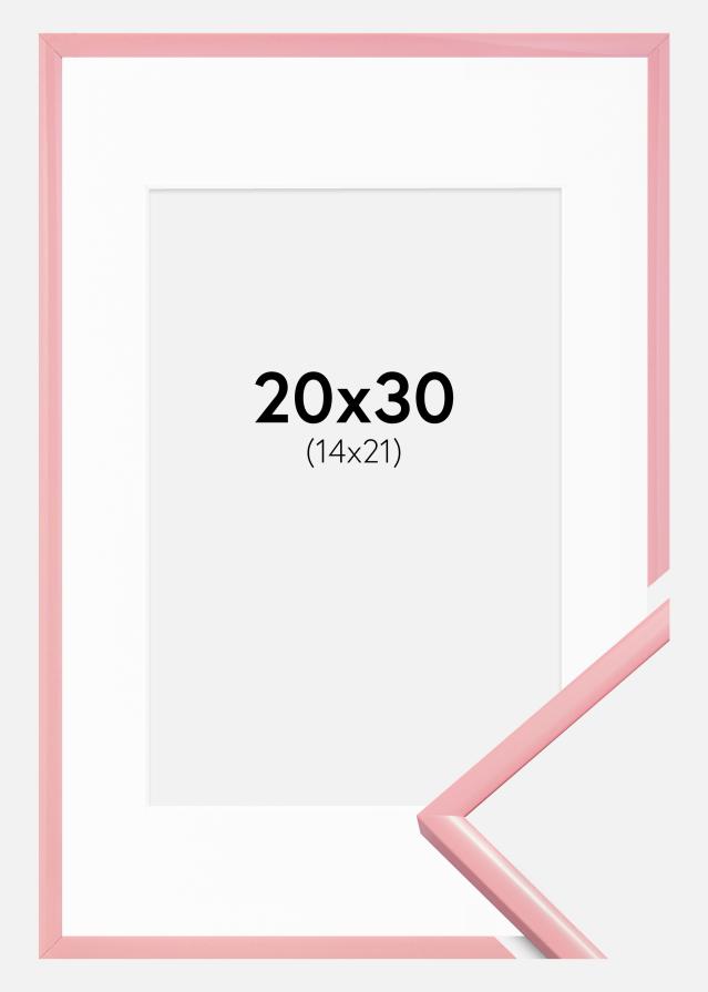 Ram med passepartou Fotolijst New Lifestyle Roze 20x30 cm - Passe-partout Wit 15x22 cm