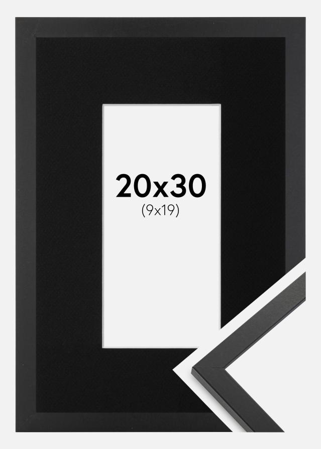 Ram med passepartou Fotolijst Trendy Zwart 20x30 cm - Passe-partout Zwart 10x20 cm