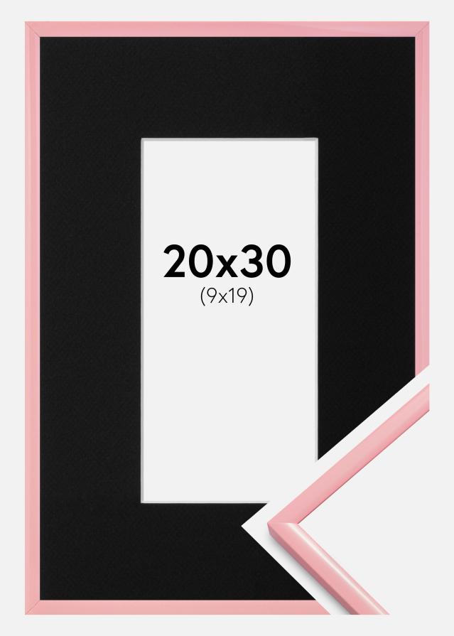 Ram med passepartou Fotolijst New Lifestyle Roze 20x30 cm - Passe-partout Zwart 10x20 cm
