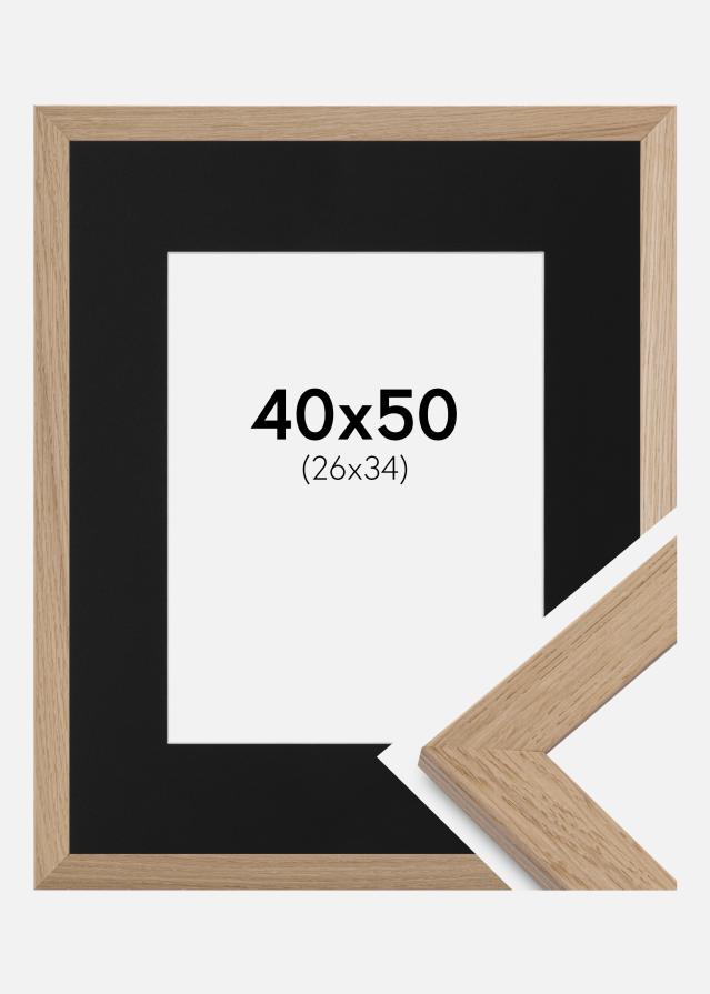 Ram med passepartou Fotolijst Trendline Eiken 40x50 cm - Passe-partout Zwart 27x35 cm