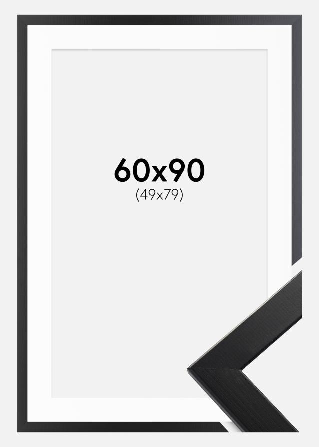 Ram med passepartou Fotolijst Trendline Zwart 60x90 cm - Passe-partout Wit 50x80 cm