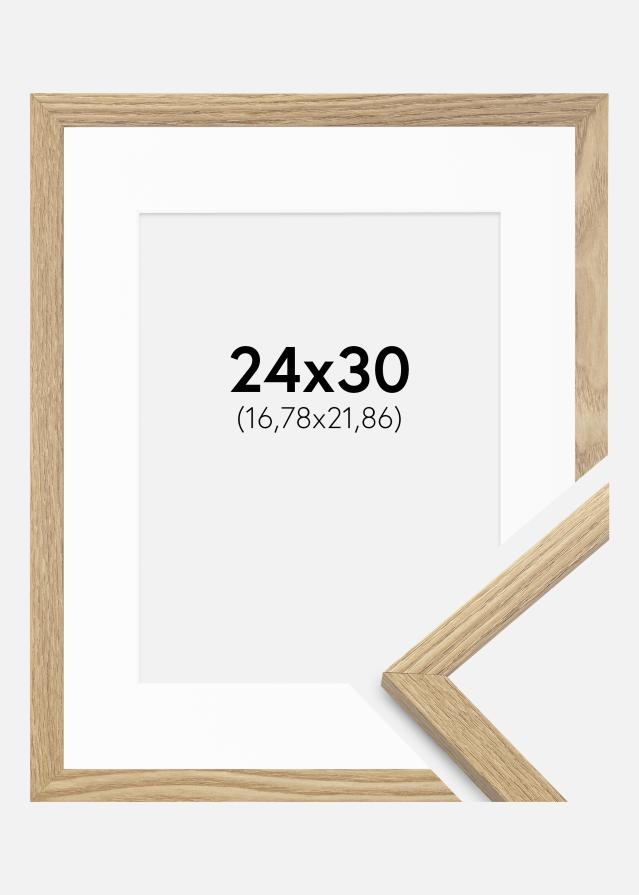 Ram med passepartou Fotolijst Trendy Eiken 24x30 cm - Passe-partout Wit 7x9 inches