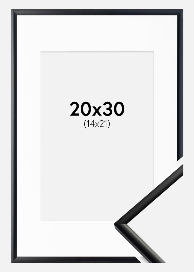 Ram med passepartou Fotolijst New Lifestyle Mat Zwart 20x30 cm - Passe-partout Wit 15x22 cm