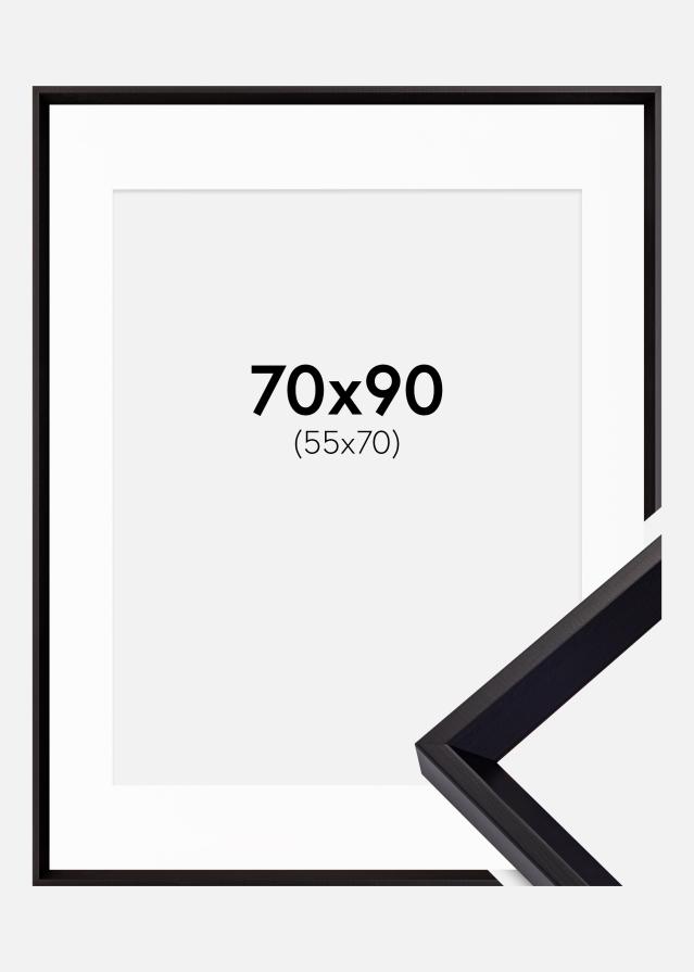 Ram med passepartou Fotolijst Globe Zwart 70x90 cm - Passe-partout Wit 56x71 cm