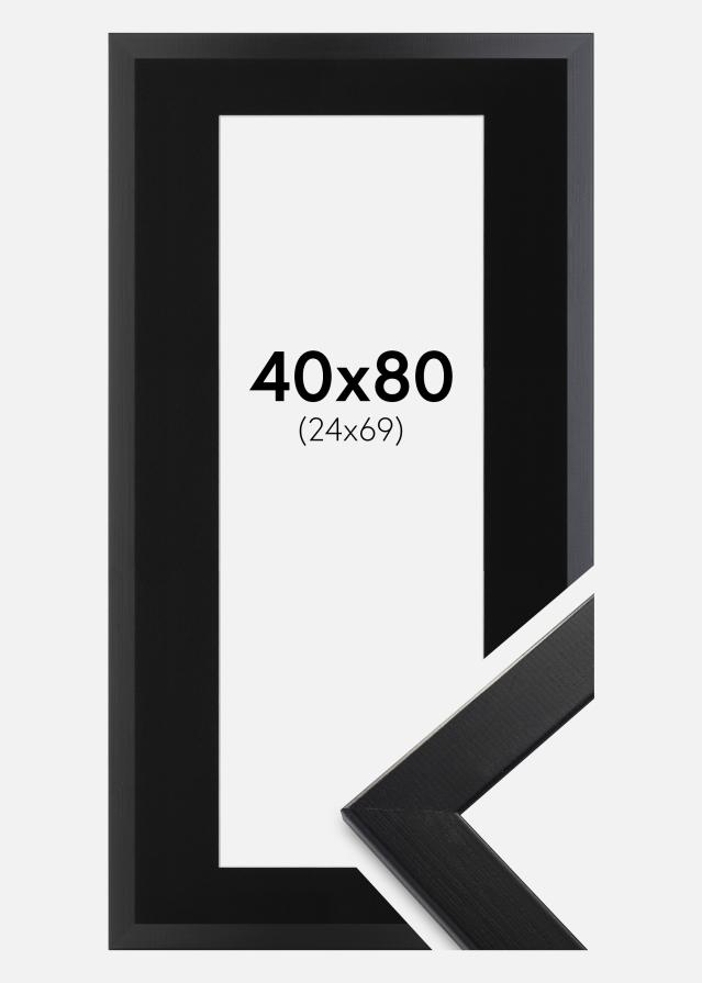 Ram med passepartou Fotolijst Trendline Zwart 40x80 cm - Passe-partout Zwart 25x70 cm