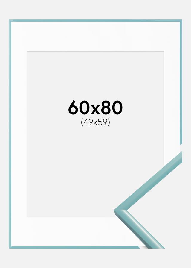 Ram med passepartou Fotolijst New Lifestyle Turquoise 60x80 cm - Passe-partout Wit 50x60 cm
