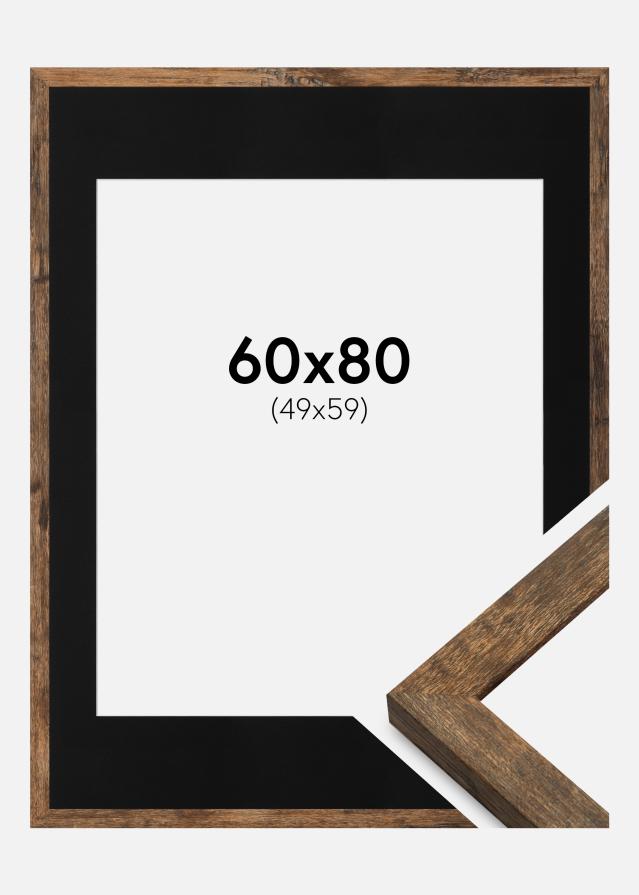 Ram med passepartou Fotolijst Fiorito Washed Oak 60x80 cm - Passe-partout Zwart 50x60 cm