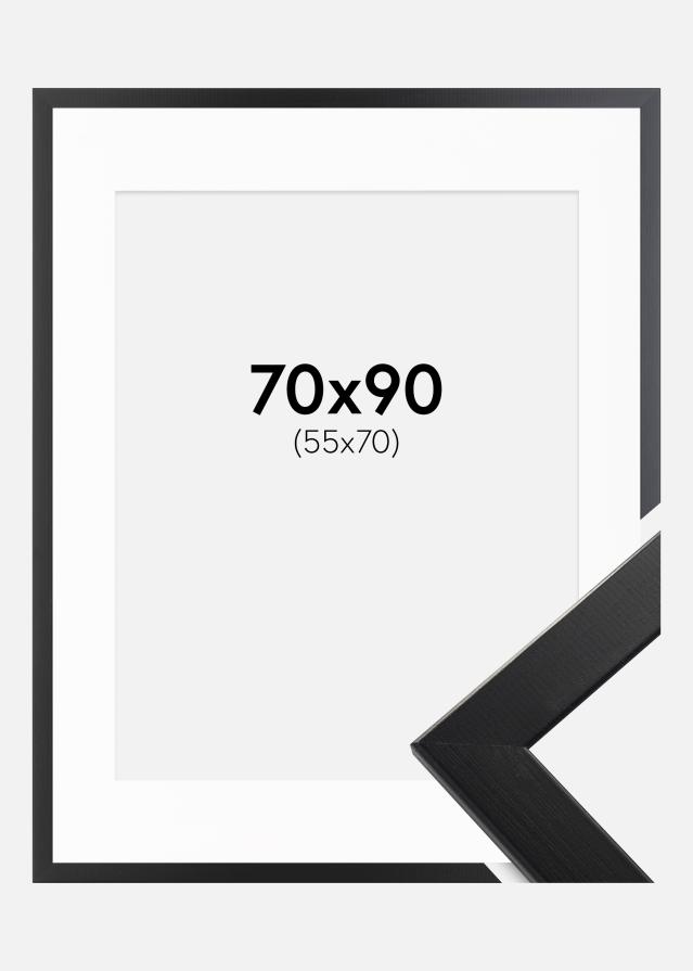 Ram med passepartou Fotolijst Trendline Zwart 70x90 cm - Passe-partout Wit 56x71 cm