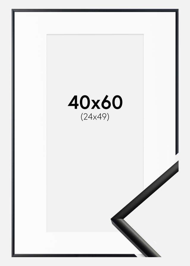 Ram med passepartou Fotolijst New Lifestyle Mat Zwart 40x60 cm - Passe-partout Wit 25x50 cm
