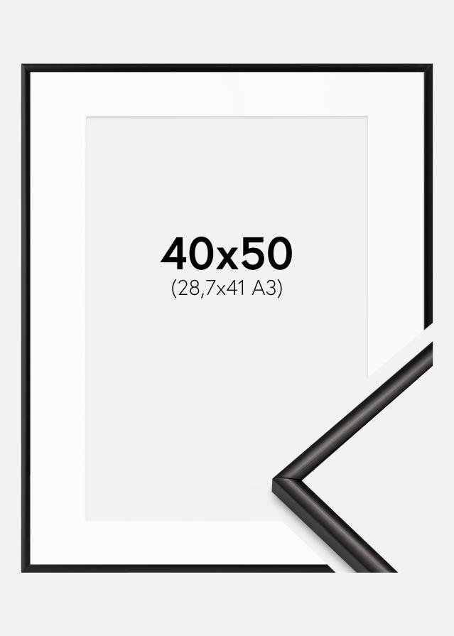 Ram med passepartou Fotolijst Scandi Matt Zwart 40x50 cm - Passe-partout Wit 29,7x42 cm (A3)
