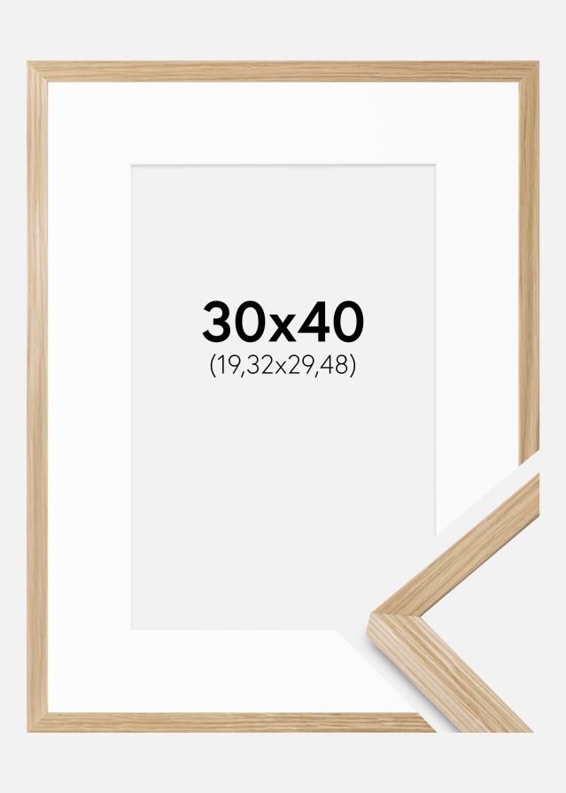 Ram med passepartou Fotolijst Soul Oak Veneer 30x40 cm - Passe-partout Wit 8x12 inches