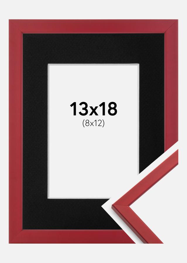 Ram med passepartou Fotolijst Edsbyn Rood 13x18 cm - Passe-partout Zwart 9x13 cm