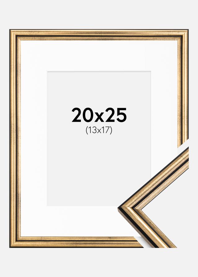 Ram med passepartou Fotolijst Horndal Goud 20x25 cm - Passe-partout Wit 14x18 cm