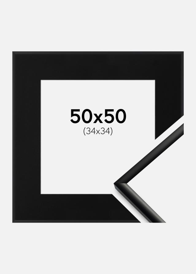 Ram med passepartou Fotolijst New Lifestyle Mat Zwart 50x50 cm - Passe-partout Zwart 35x35 cm