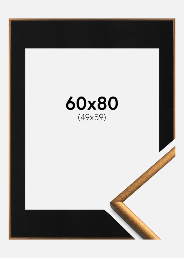Ram med passepartou Fotolijst New Lifestyle Brons 60x80 cm - Passe-partout Zwart 50x60 cm