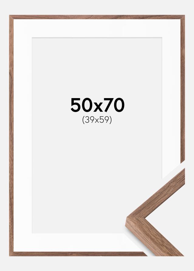 Ram med passepartou Fotolijst Soul Walnut Veneer 50x70 cm - Passe-partout Wit 40x60 cm