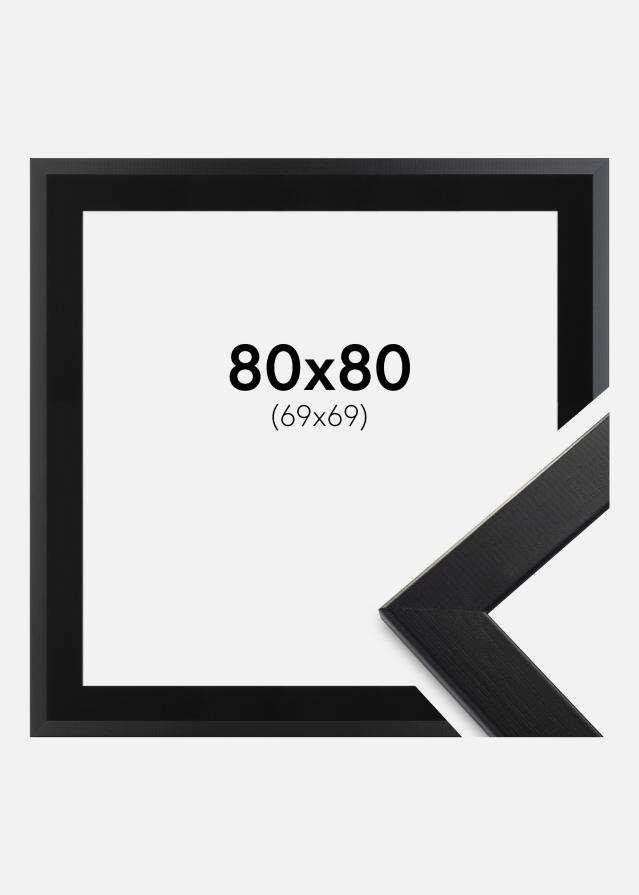 Ram med passepartou Fotolijst Trendline Zwart 80x80 cm - Passe-partout Zwart 70x70 cm