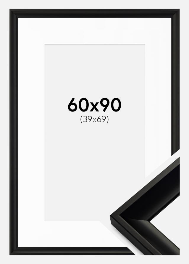 Ram med passepartou Fotolijst Öjaren Zwart 60x90 cm - Passe-partout Wit 40x70 cm