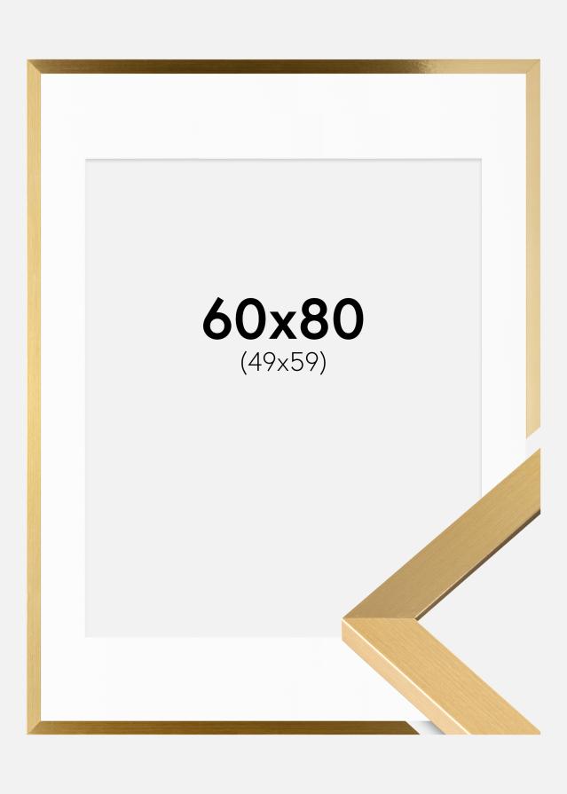 Ram med passepartou Fotolijst Selection Goud 60x80 cm - Passe-partout Wit 50x60 cm