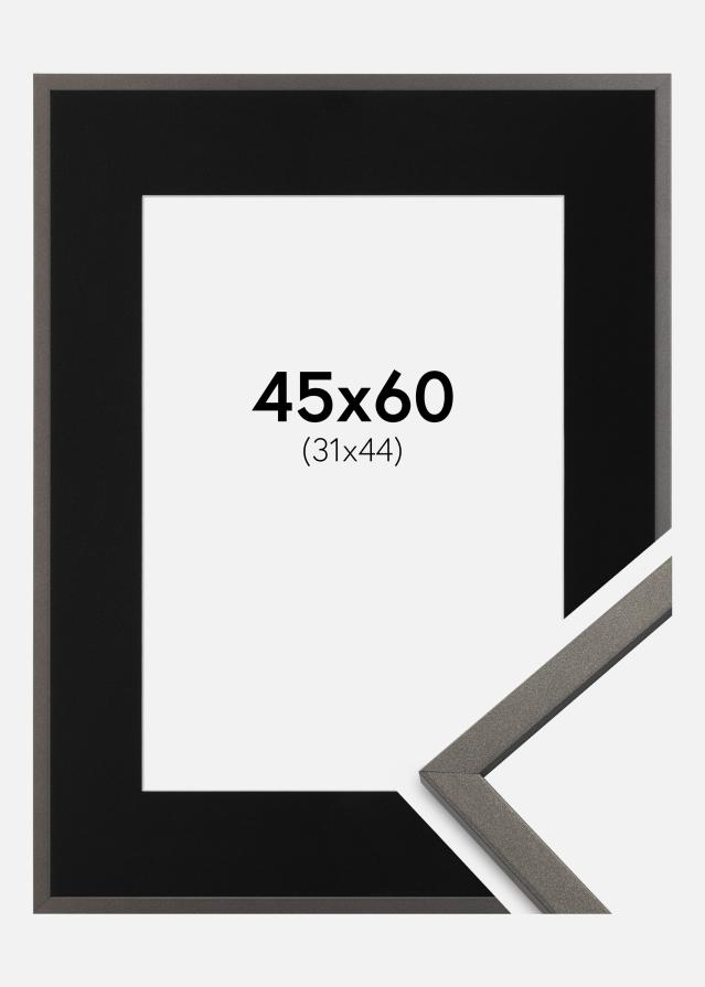 Ram med passepartou Fotolijst Edsbyn Grafiet 45x60 cm - Passe-partout Zwart 32x45 cm