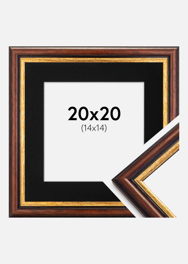 Ram med passepartou Fotolijst Siljan Bruin 20x20 cm - Passe-partout Zwart 15x15 cm