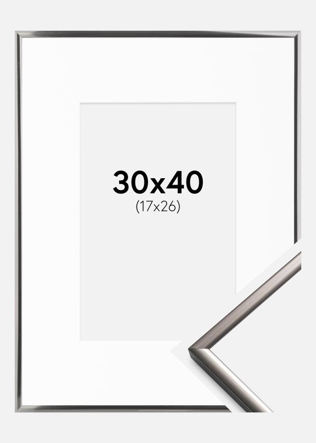 Ram med passepartou Fotolijst New Lifestyle Staal 30x40 cm - Passe-partout Wit 18x27 cm