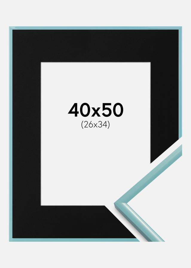 Ram med passepartou Fotolijst New Lifestyle Turquoise 40x50 cm - Passe-partout Zwart 27x35 cm