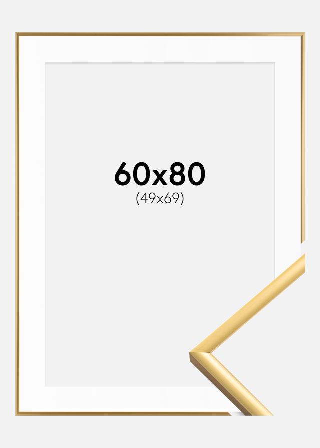 Ram med passepartou Fotolijst New Lifestyle Shiny Gold 60x80 cm - Passe-partout Wit 50x70 cm