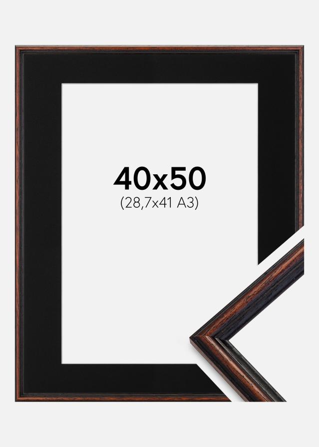 Ram med passepartou Fotolijst Horndal Walnoot 40x50 cm - Passe-partout Zwart 29,7x42 cm (A3)