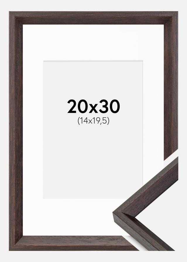 Ram med passepartou Fotolijst Globe Espresso 20x30 cm - Passe-partout Wit 15x21 cm (A5)