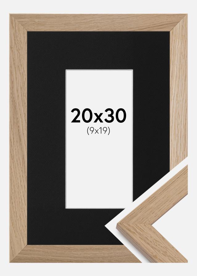 Ram med passepartou Fotolijst Trendline Eiken 20x30 cm - Passe-partout Zwart 10x20 cm