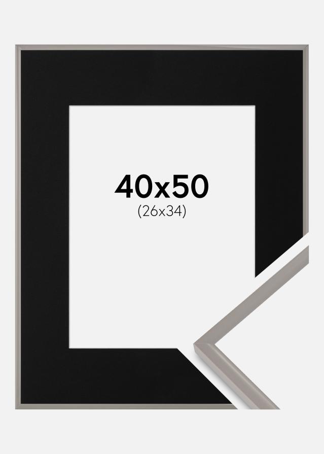 Ram med passepartou Fotolijst New Lifestyle Earth Grey 40x50 cm - Passe-partout Zwart 27x35 cm