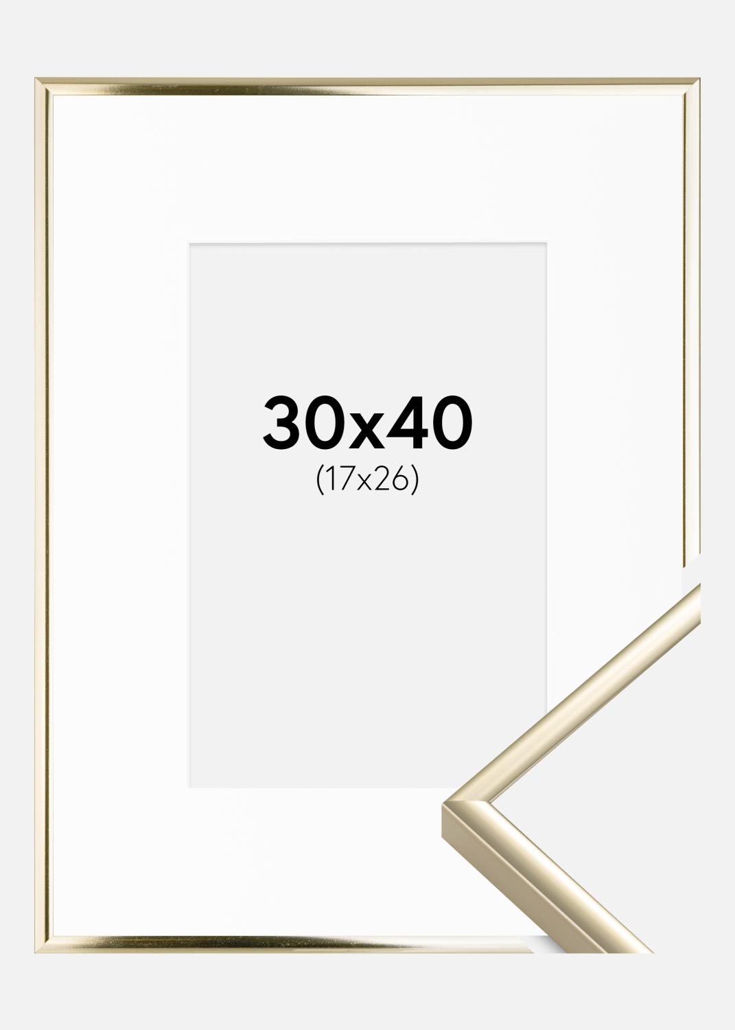 Product Image for Fotolijst Aluminium Glanzend Goud 30x40 cm - Passe-partout Wit 18x27 cm