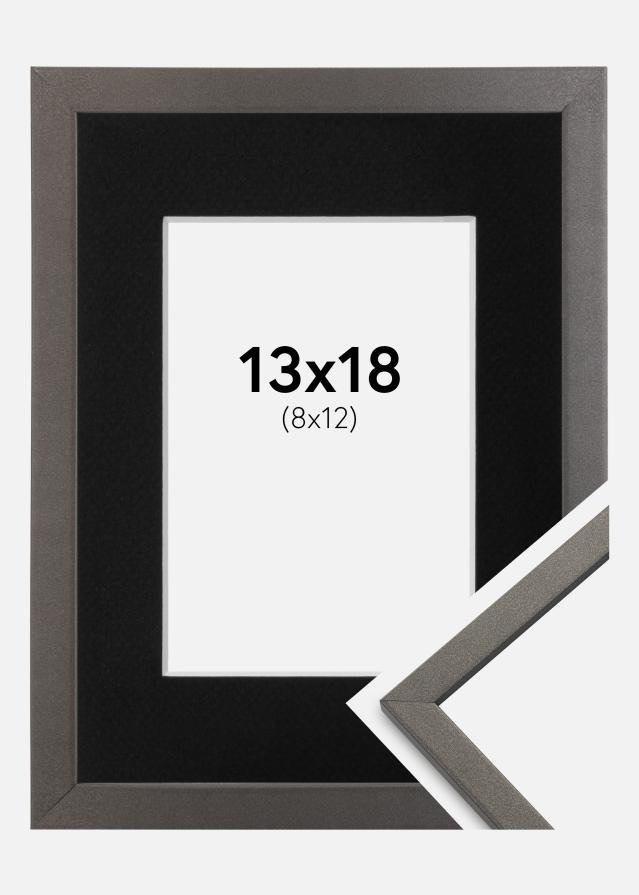 Ram med passepartou Fotolijst Edsbyn Grafiet 13x18 cm - Passe-partout Zwart 9x13 cm