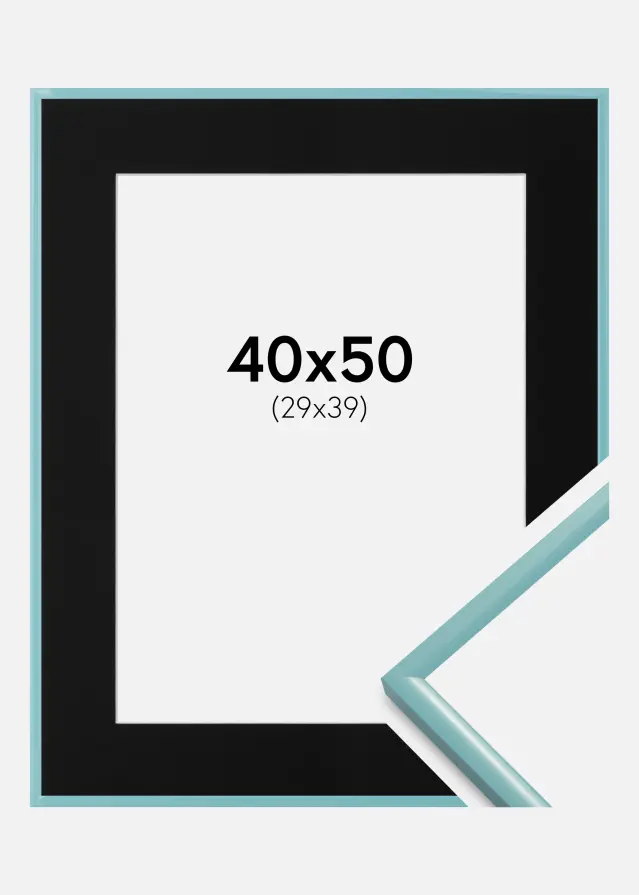 Ram med passepartou Fotolijst New Lifestyle Turquoise 40x50 cm - Passe-partout Zwart 30x40 cm