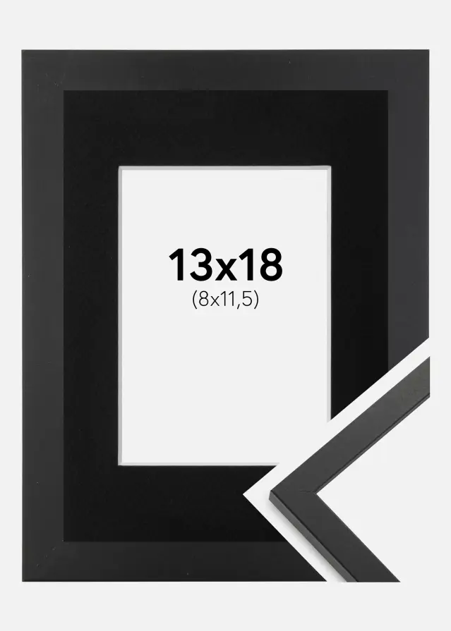 Ram med passepartou Fotolijst Trendy Zwart 13x18 cm - Passe-partout Zwart 9x12 cm