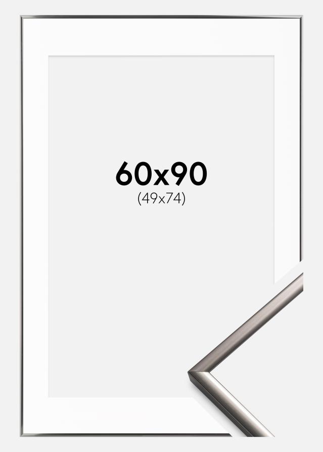 Ram med passepartou Fotolijst New Lifestyle Staal 60x90 cm - Passe-partout Wit 50x75 cm