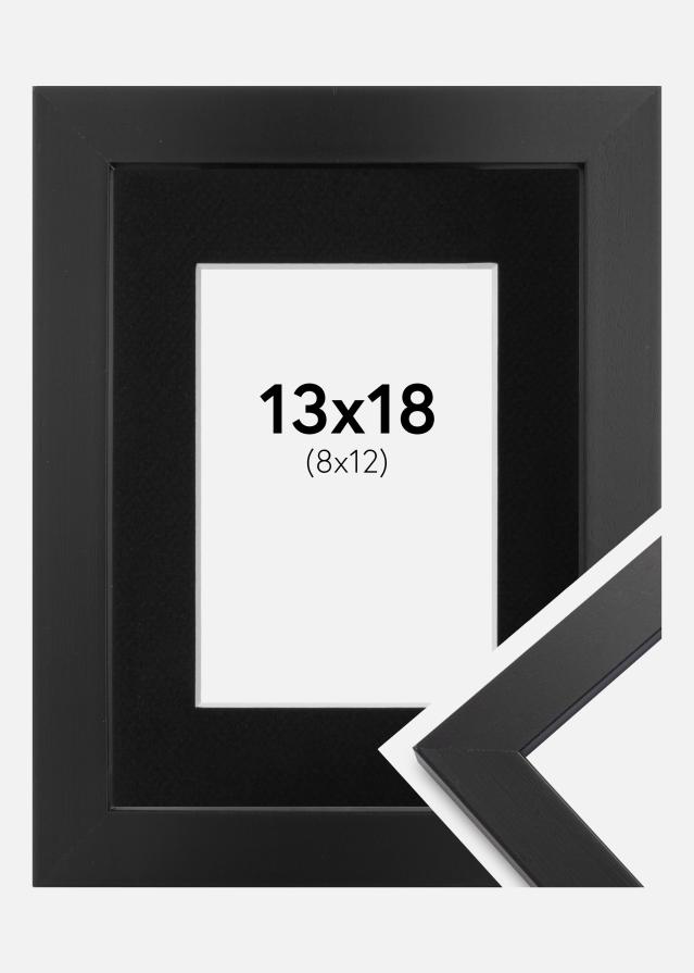 Ram med passepartou Fotolijst Black Wood 13x18 cm - Passe-partout Zwart 9x13 cm