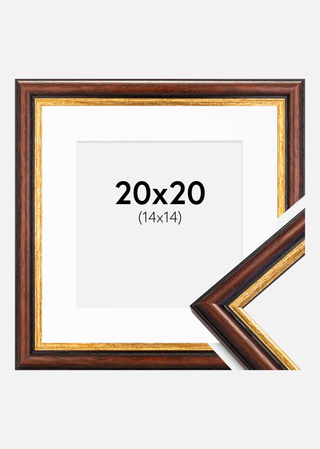 Ram med passepartou Fotolijst Siljan Bruin 20x20 cm - Passe-partout Wit 15x15 cm